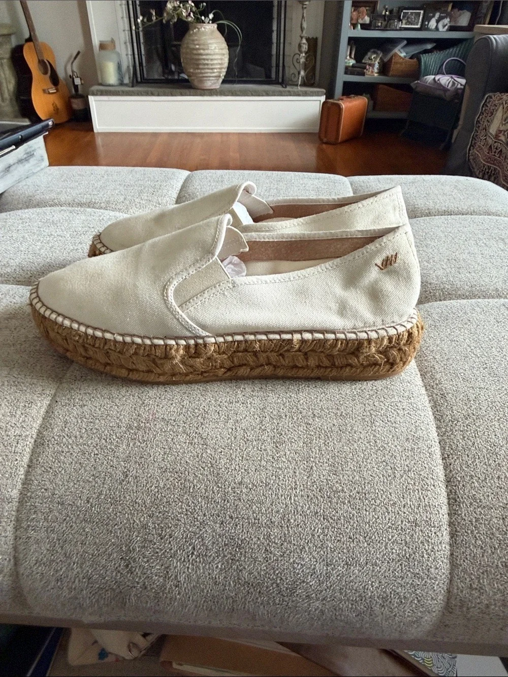 Viscata Barcelona Platform Espadrilles Beige Organic Canvas Spain Size 10/41